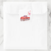 Valentijns Klassieke Red Truck met Heart Balloons| Vierkante Sticker (Tas)