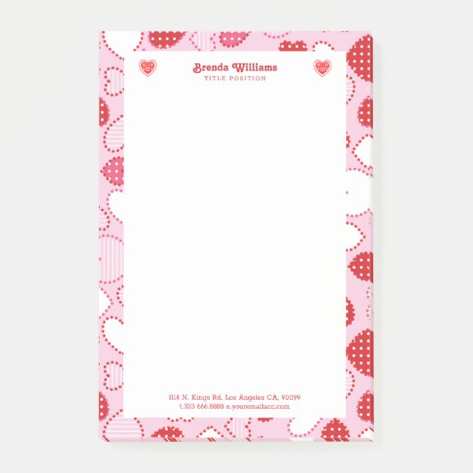 Valentijns  kleuren harten patroon post-it® notes (Voorkant)