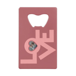 Valentijns  Koppel Hart Aangepaste gepersonaliseer Kredietkaart Flessenopener