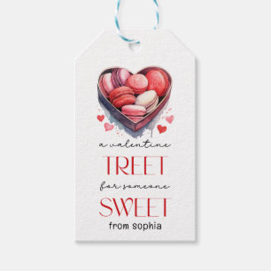 Valentijns Label macarons rood roze Cadeaulabel