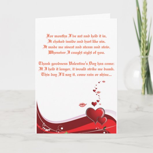 Valentijns liefdegedicht feestdagen kaart (Voorkant)