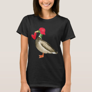 Valentijns Mallard Eend Retro Groovy Hartjes Valen T-shirt