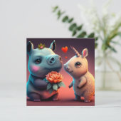 Valentijns nijlpaard cartoon op maat gemaakt (Staand voorkant)