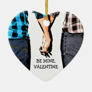 Valentijns paar van Country Boy en Girl Keramisch Ornament
