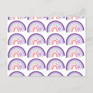 Valentijns Paarse Handgetekende Regenboog Patroon Briefkaart