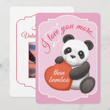 Valentijns plat kaartje Schattige Panda