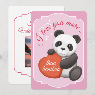 Valentijns plat kaartje Schattige Panda Feestdagenkaart