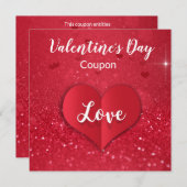 Valentijns rood papier — Heart Glitter — Coupon-ka Feestdagenkaart (Voorkant / Achterkant)