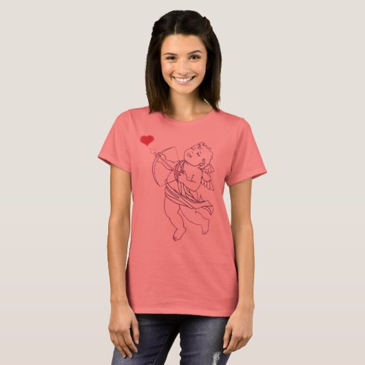 Valentijns Shirten Lady's Cupid Love Shirten Custo T-shirt (Voorkant volledig)