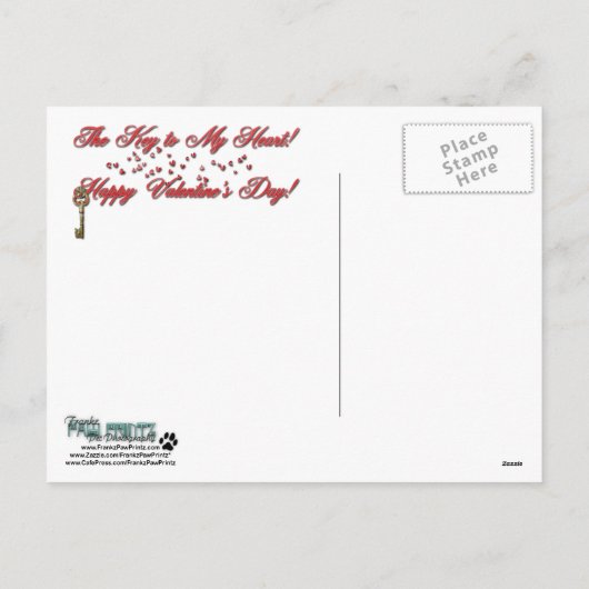 Valentijns - Sleutel tot mijn hart - Bulldog Feestdagenkaart (Achterkant)