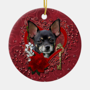 Valentijns - Sleutel voor Mijn hart - Chihuahua -  Keramisch Ornament