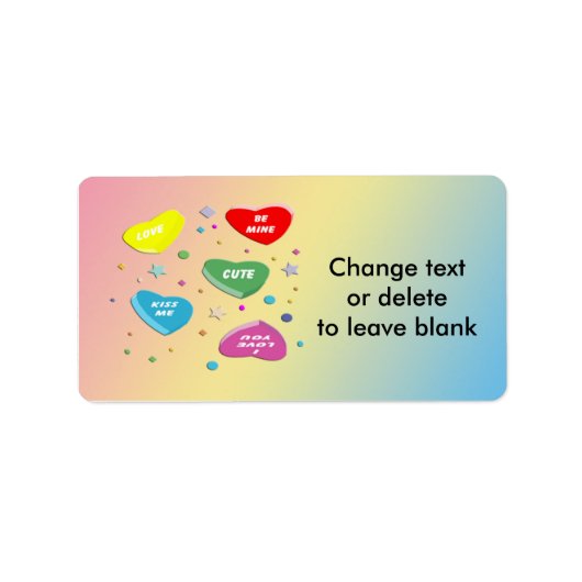 Valentijns Snoep Hearts Adreslabel Etiket (Voorkant)