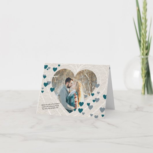 Valentijns thema bruiloft, Blauwgroen groene grijz (Voorkant)