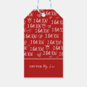 Valentijns thema Rood Wit Ik hou van je Patroon Cadeaulabel (Voorkant)