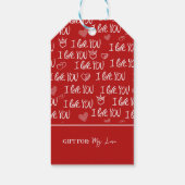 Valentijns thema Rood Wit Ik hou van je Patroon Cadeaulabel (Achterkant)