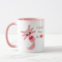 Valentijns tweekleurige roze axolotl liefde Mok