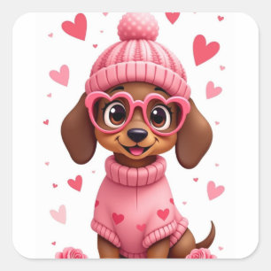 Valentijns verjaardags hond liefdesleven vierkante sticker