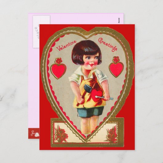 Valentijns voor kinderen feestdagenkaart (Voorkant / Achterkant)