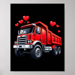 Valentijns vrachtwagen, storten met harten, bouwli poster
