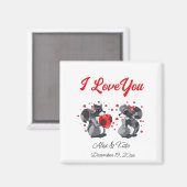 Valentijns Wenskaart van wasbeer Magneet (Voorkant / Achterkant)