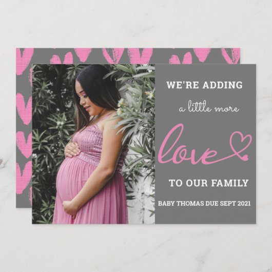 Valentijns zwangerschap baby aankondiging roze har (Voorkant / Achterkant)