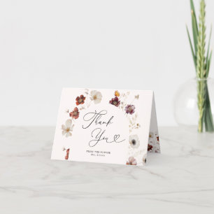 Valentijnsboho-herfst bruidsdouche bloemboog bedankkaart