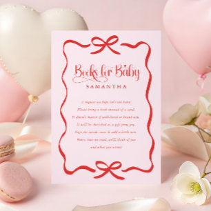 Valentijnsboog meisje babyshower boeken voor baby  informatiekaartje