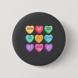 Valentijnsdag 67 Meme Zes Zeven Hart Kinderen 6 7 Ronde Button 5,7 Cm