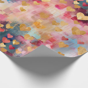 Valentijnsdag Abstract Gouden Kleur Harten Cadeaupapier