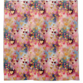 Valentijnsdag Abstract Gouden Kleur Harten Douchegordijn (Voorkant)