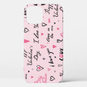 Valentijnsdag: Achtergrond 'Ik hou van je'. iPhone 12 Hoesje