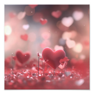 Valentijnsdag achtergrond met roze harten foto afdruk