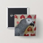 Valentijnsdag Afrikaanse Grijze Button Pin (Voorkant /achterkant)