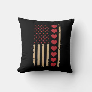 Valentijnsdag Amerikaanse vlag harten Kussen