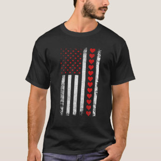 Valentijnsdag  Amerikaanse vlag Harten Mannen Wo T-shirt