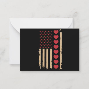 Valentijnsdag Amerikaanse vlag harten Notitiekaartje