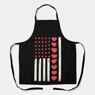 Valentijnsdag Amerikaanse vlag harten USA vintage Schort