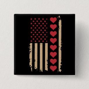 Valentijnsdag Amerikaanse vlag harten Vierkante Button 5,1 Cm