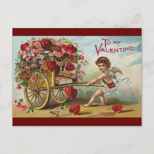 Valentijnsdag Angel, Cart of Love Hearts Feestdagenkaart