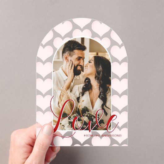 Valentijnsdag Arch Custom Photo Card Acryl Uitnodigingen (Insitu (Draagbaar))