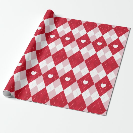 Valentijnsdag Argyle Cadeaupapier (Uitgerold)