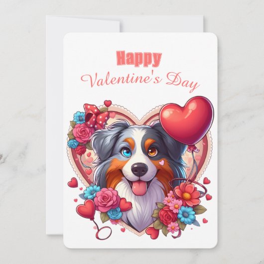 Valentijnsdag - Australian Shepherd 1 - Feestdagenkaart (Voorkant)