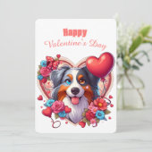 Valentijnsdag - Australian Shepherd 1 - Feestdagenkaart (Staand voorkant)
