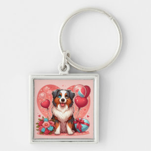 Valentijnsdag - Australian Shepherd 2 - Sleutelhanger