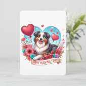 Valentijnsdag - Australian Shepherd 3 - Feestdagenkaart (Staand voorkant)