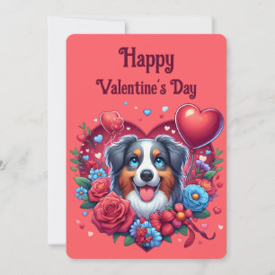 Valentijnsdag - Australian Shepherd 5 -  Feestdagenkaart