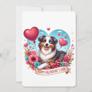 Valentijnsdag - Australische Herder 3 -  Feestdagenkaart