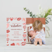 Valentijnsdag baby aankondiging grijze cupido's (Staand voorkant)