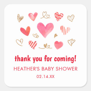Valentijnsdag Baby Shower Bedankt Vierkante Sticker