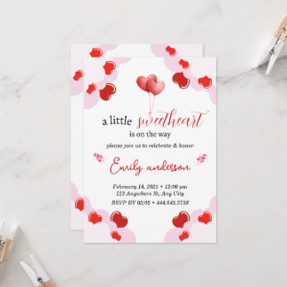 Valentijnsdag Baby shower Invitation Hearts Kaart